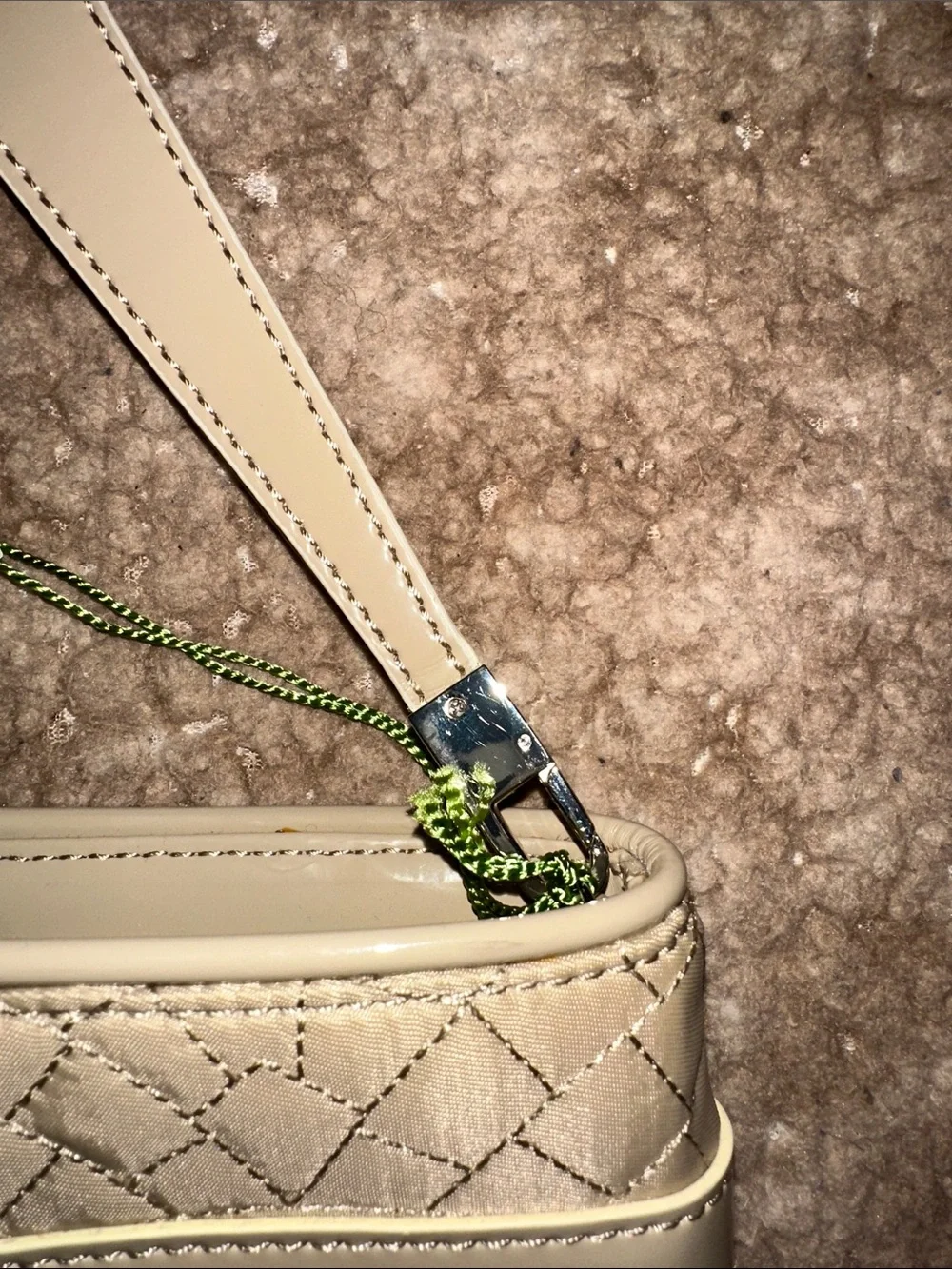 Vera Bradley Cream Quilted Wristlet Clutch with Turn-Lock Detail